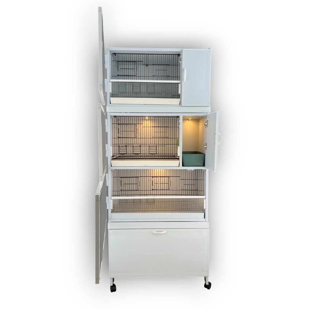 MODEL PDM03YS (SALMALI) 3 lü DOLAP - PVC KUŞ DOLABI - DOLAP KAFES - PVC KAFES - SALMA KAFES - ÇOK AMAÇLI DOLAP