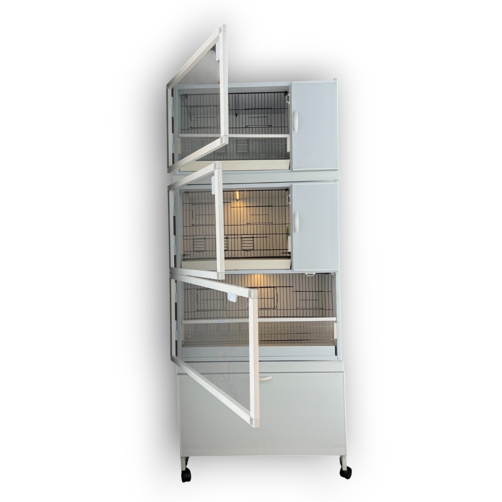 MODEL PDM03YS (SALMALI) 3 lü DOLAP - PVC KUŞ DOLABI - DOLAP KAFES - PVC KAFES - SALMA KAFES - ÇOK AMAÇLI DOLAP