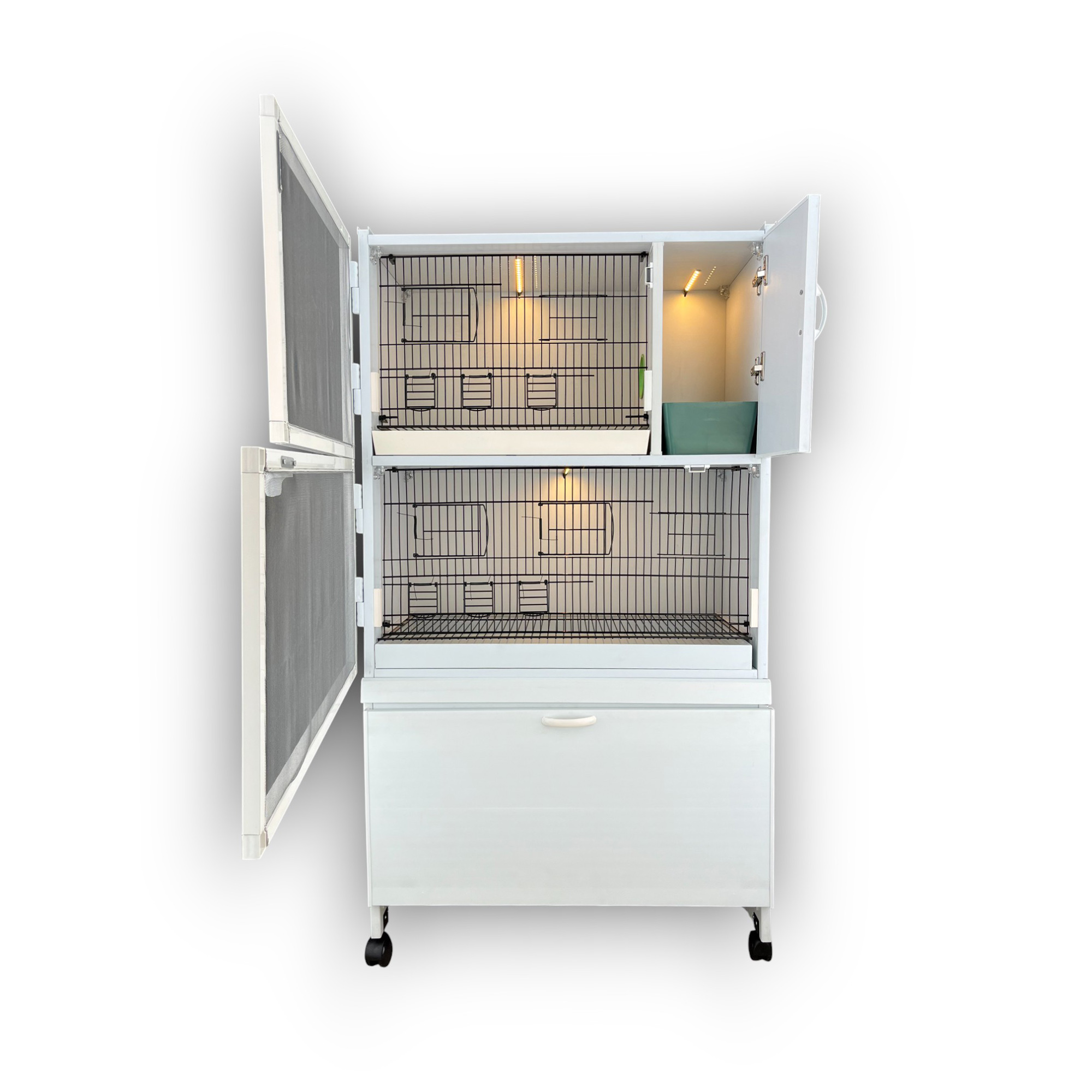 MODEL PDM02YS (SALMALI) - 2'li DOLAP - PVC KUŞ DOLABI - DOLAP KAFES - PVC KAFES - SALMA KAFES - ÇOK AMAÇLI DOLAP