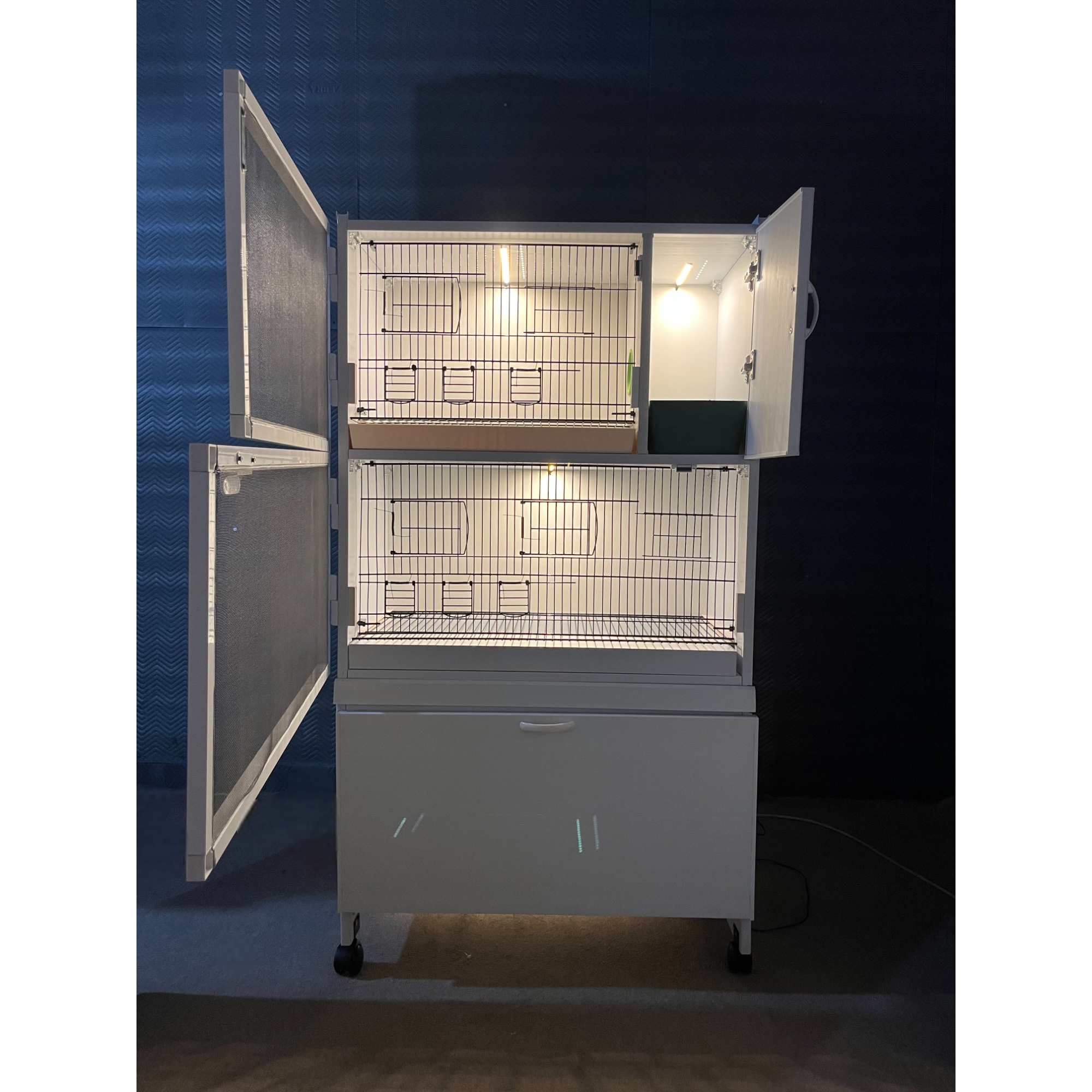 MODEL PDM02YS (SALMALI) - 2'li DOLAP - PVC KUŞ DOLABI - DOLAP KAFES - PVC KAFES - SALMA KAFES - ÇOK AMAÇLI DOLAP