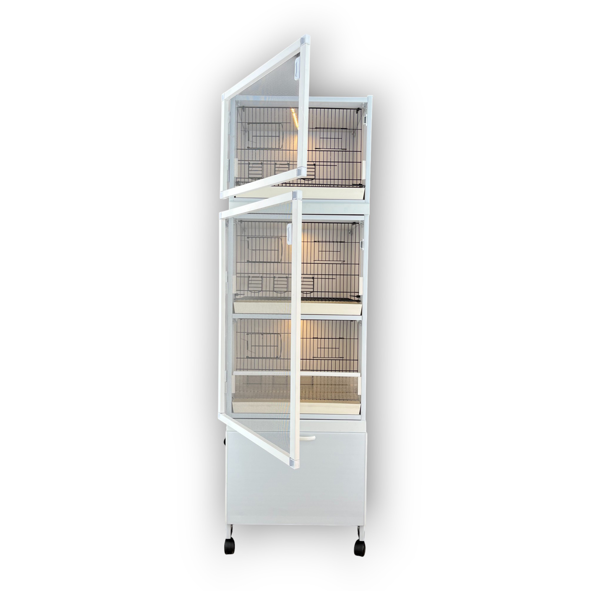 MODEL: PDM03+L - 3'lü - 3 RAFLI DOLAP - PVC KUŞ DOLABI - DOLAP KAFES - PVC KAFES - SALMA KAFES - ÇOK AMAÇLI DOLAP